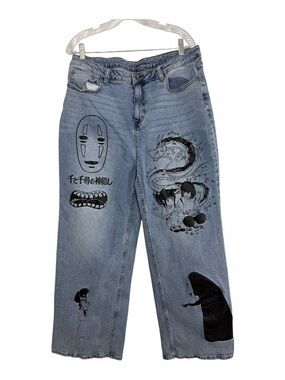 Her Universe Studio Ghibli Spirited Away Wide Leg Jeans Sz 15 No Face Haku Anime